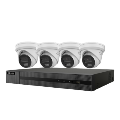Kit 4 caméra tourelle PoE 6 MP HiLook avec éclairage hybride intelligent