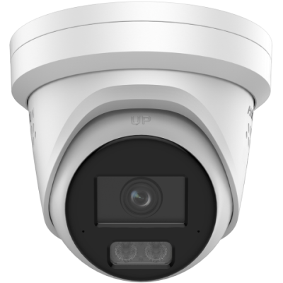 Caméra réseau tourelle fixe Acusense 12MP avec flash stroboscopique, avertissement sonore et éclairage hybride intelligent