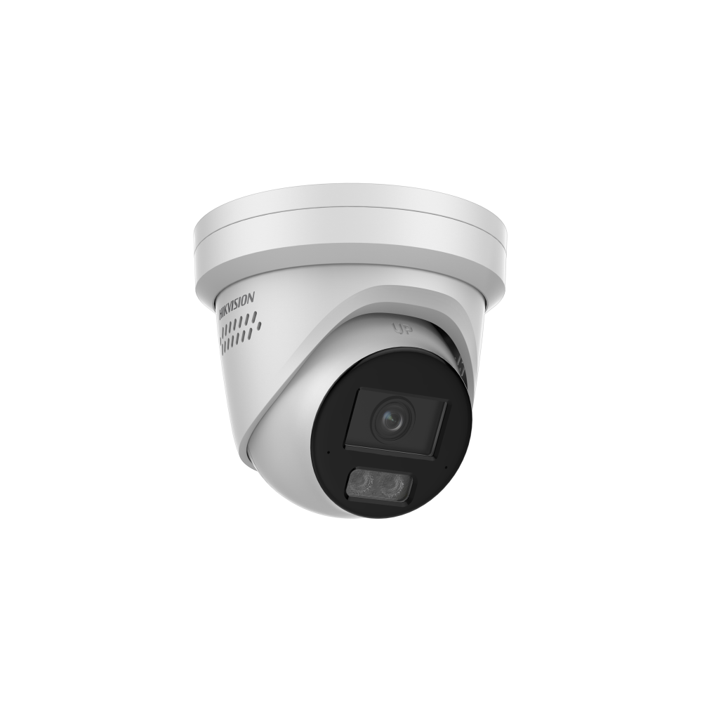 Caméra réseau tourelle fixe Acusense 12MP avec flash stroboscopique, avertissement sonore et éclairage hybride intelligent